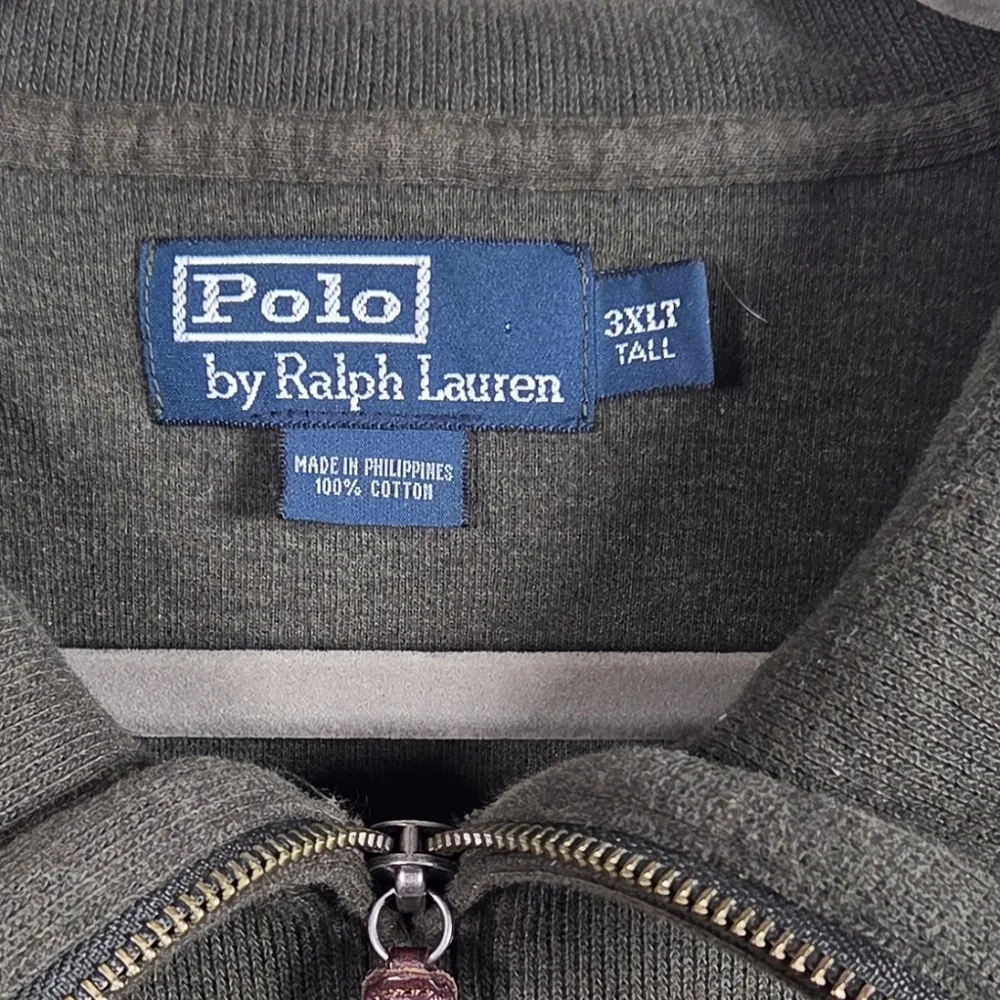 Polo By Ralph Lauren Quarter Zip Long Sleeve Sweater 3XLT Green W/ Pony Logo